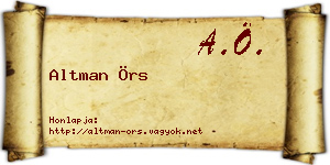 Altman Örs névjegykártya